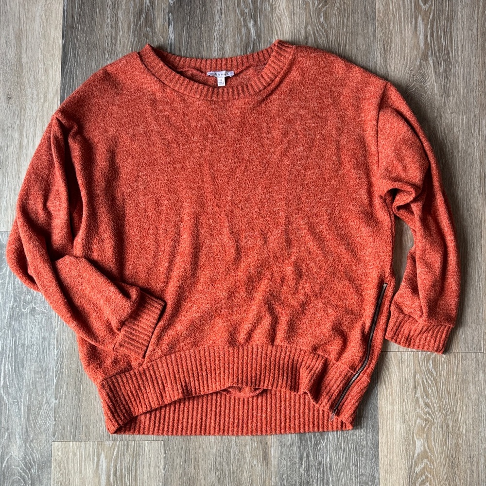 White Birch Vibrant Orange Crew Neck Sweater
